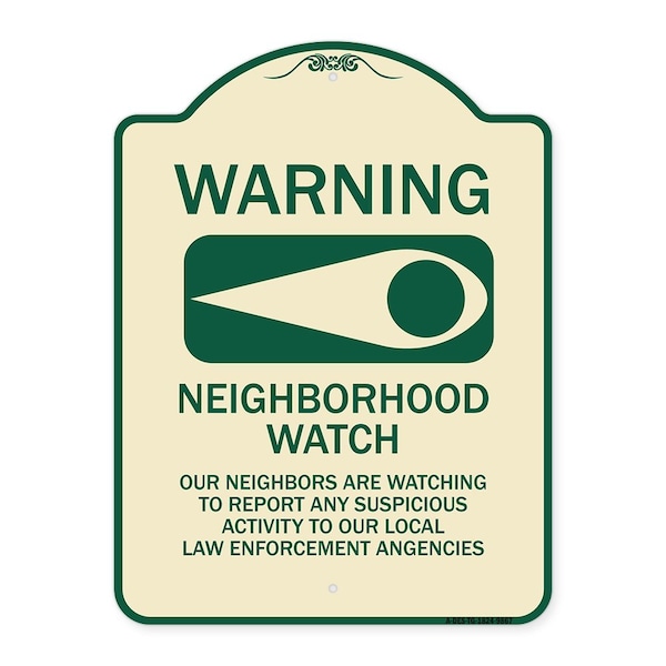 Designer Series-Warning-Our Neighbors Are Watching Tan & Green, 24" x 18", TG-1824-9867